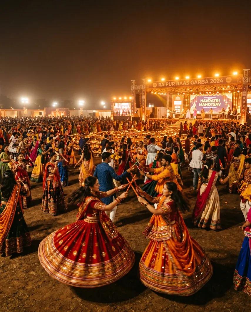 The Raas Garba ground at night